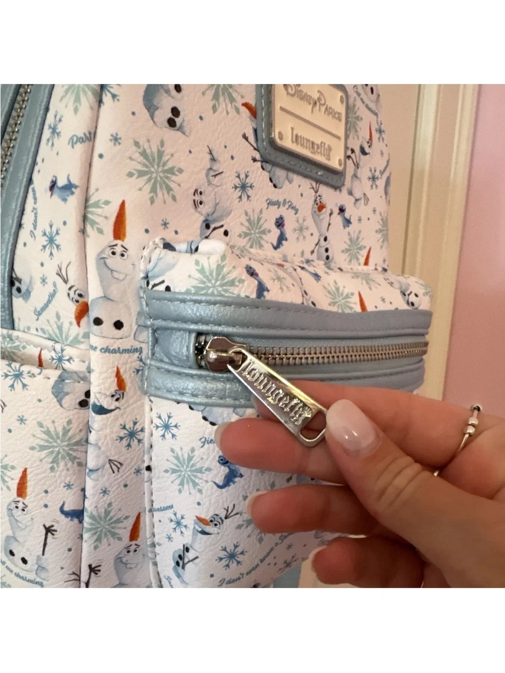 Loungefly White and Light Blue Olaf Snowflake Mini Backpack